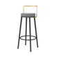 Glam Style Armless Counter Stool Faux Leather Round Bar Stool Black-Gold 1 Piece Bar Stool(31"H) Clearhalo 'Bar Furniture' 'Bar Stools' 'bar_stools' 'furn' 'furn_bar_stools' 'Furniture' 'Kitchen & Dining Furniture' 6316957