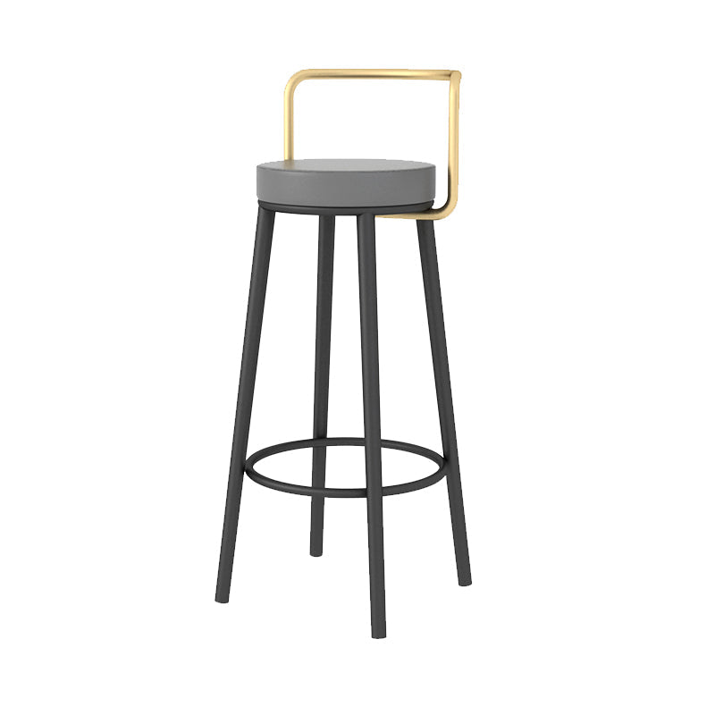 Glam Style Armless Counter Stool Faux Leather Round Bar Stool Black-Gold 1 Piece Bar Stool(31"H) Clearhalo 'Bar Furniture' 'Bar Stools' 'bar_stools' 'furn' 'furn_bar_stools' 'Furniture' 'Kitchen & Dining Furniture' 6316957