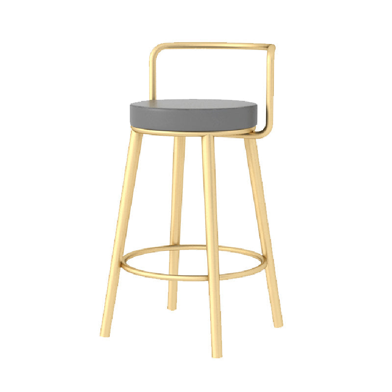Glam Style Armless Counter Stool Faux Leather Round Bar Stool Gold 1 Piece Short Stool(22"H) Clearhalo 'Bar Furniture' 'Bar Stools' 'bar_stools' 'furn' 'furn_bar_stools' 'Furniture' 'Kitchen & Dining Furniture' 6316959
