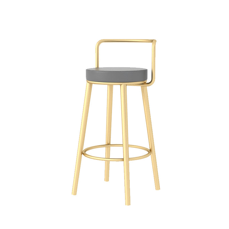 Glam Style Armless Counter Stool Faux Leather Round Bar Stool Gold 1 Piece Counter Stool(26"H) Clearhalo 'Bar Furniture' 'Bar Stools' 'bar_stools' 'furn' 'furn_bar_stools' 'Furniture' 'Kitchen & Dining Furniture' 6316961