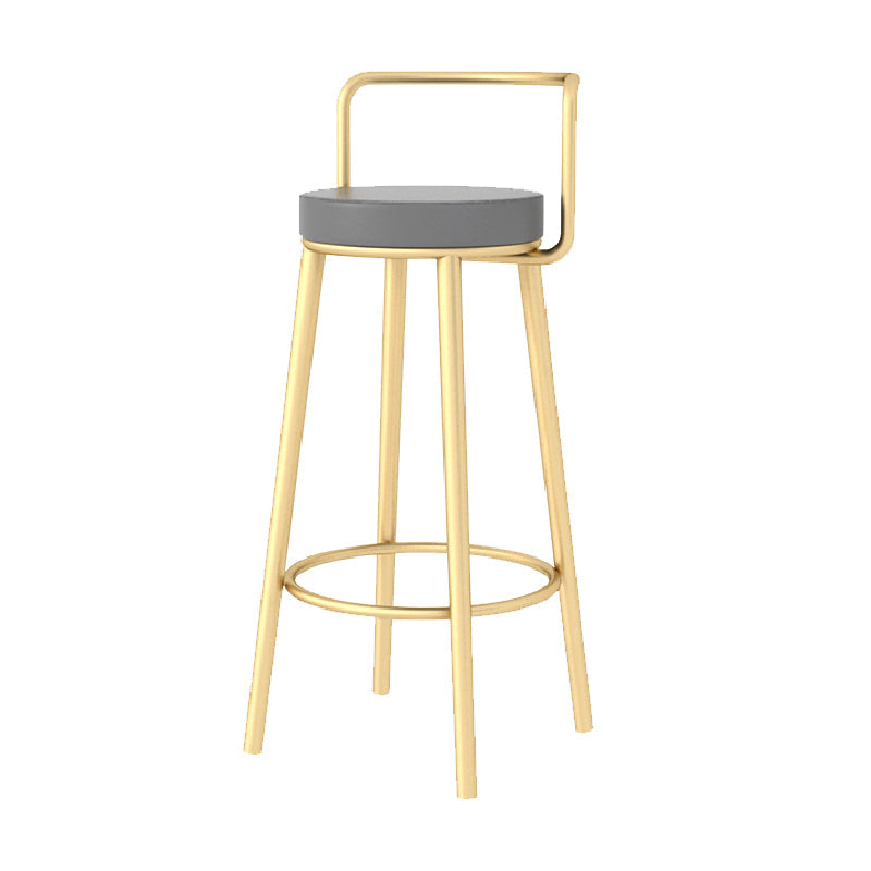 Glam Style Armless Counter Stool Faux Leather Round Bar Stool Gold 1 Piece Bar Stool(31"H) Clearhalo 'Bar Furniture' 'Bar Stools' 'bar_stools' 'furn' 'furn_bar_stools' 'Furniture' 'Kitchen & Dining Furniture' 6316965