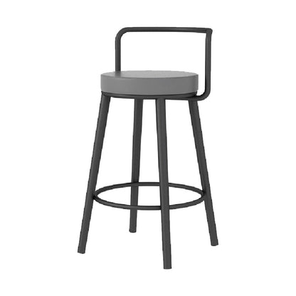 Glam Style Armless Counter Stool Faux Leather Round Bar Stool Black 1 Piece Short Stool(22"H) Clearhalo 'Bar Furniture' 'Bar Stools' 'bar_stools' 'furn' 'furn_bar_stools' 'Furniture' 'Kitchen & Dining Furniture' 6316968
