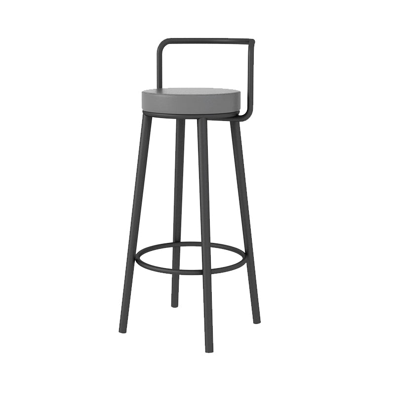 Glam Style Armless Counter Stool Faux Leather Round Bar Stool Black 1 Piece Bar Stool(30"H) Clearhalo 'Bar Furniture' 'Bar Stools' 'bar_stools' 'furn' 'furn_bar_stools' 'Furniture' 'Kitchen & Dining Furniture' 6316970
