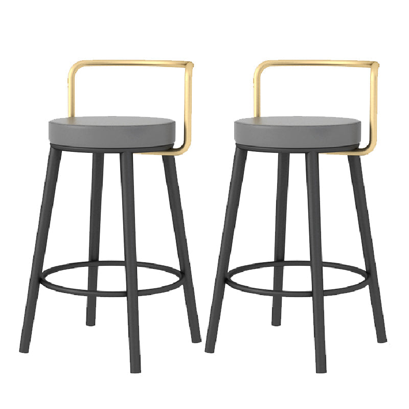 Glam Style Armless Counter Stool Faux Leather Round Bar Stool Black-Gold 2 Piece Set Short Stool(22"H) Clearhalo 'Bar Furniture' 'Bar Stools' 'bar_stools' 'furn' 'furn_bar_stools' 'Furniture' 'Kitchen & Dining Furniture' 6316972
