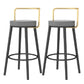 Glam Style Armless Counter Stool Faux Leather Round Bar Stool Black-Gold 2 Piece Set Counter Stool(26"H) Clearhalo 'Bar Furniture' 'Bar Stools' 'bar_stools' 'furn' 'furn_bar_stools' 'Furniture' 'Kitchen & Dining Furniture' 6316973