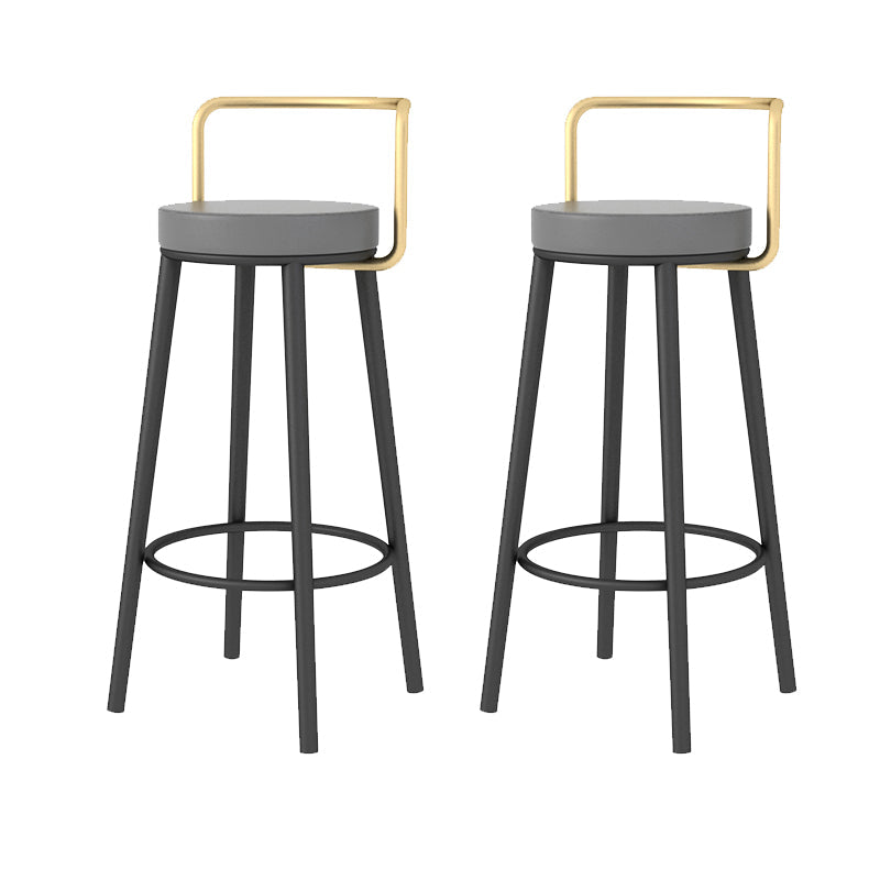 Glam Style Armless Counter Stool Faux Leather Round Bar Stool Black-Gold 2 Piece Set Bar Stool(30"H) Clearhalo 'Bar Furniture' 'Bar Stools' 'bar_stools' 'furn' 'furn_bar_stools' 'Furniture' 'Kitchen & Dining Furniture' 6316974