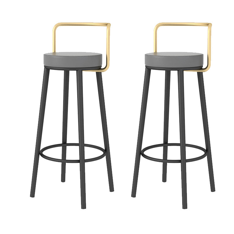 Glam Style Armless Counter Stool Faux Leather Round Bar Stool Black-Gold 2 Piece Set Bar Stool(31"H) Clearhalo 'Bar Furniture' 'Bar Stools' 'bar_stools' 'furn' 'furn_bar_stools' 'Furniture' 'Kitchen & Dining Furniture' 6316975