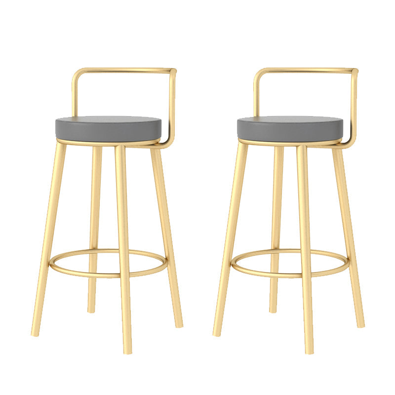 Glam Style Armless Counter Stool Faux Leather Round Bar Stool Gold 2 Piece Set Counter Stool(26"H) Clearhalo 'Bar Furniture' 'Bar Stools' 'bar_stools' 'furn' 'furn_bar_stools' 'Furniture' 'Kitchen & Dining Furniture' 6316977