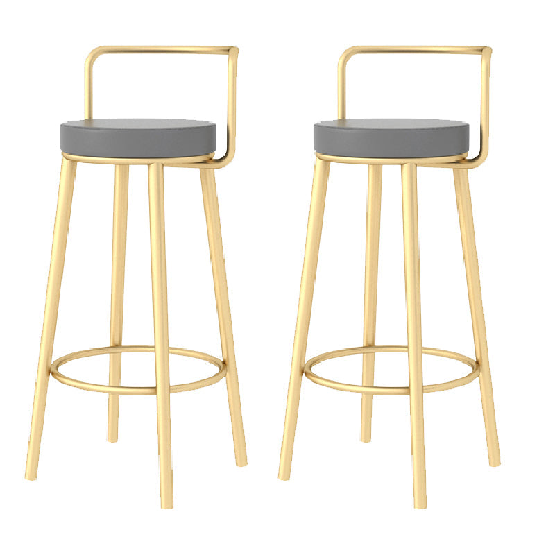 Glam Style Armless Counter Stool Faux Leather Round Bar Stool Gold 2 Piece Set Bar Stool(31"H) Clearhalo 'Bar Furniture' 'Bar Stools' 'bar_stools' 'furn' 'furn_bar_stools' 'Furniture' 'Kitchen & Dining Furniture' 6316979