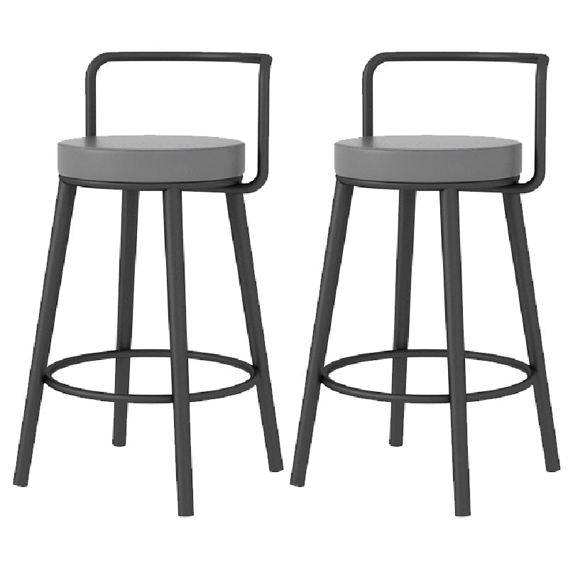 Glam Style Armless Counter Stool Faux Leather Round Bar Stool Black 2 Piece Set Short Stool(22"H) Clearhalo 'Bar Furniture' 'Bar Stools' 'bar_stools' 'furn' 'furn_bar_stools' 'Furniture' 'Kitchen & Dining Furniture' 6316980