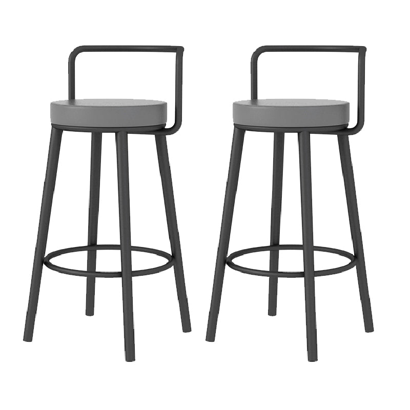 Glam Style Armless Counter Stool Faux Leather Round Bar Stool Black 2 Piece Set Counter Stool(26"H) Clearhalo 'Bar Furniture' 'Bar Stools' 'bar_stools' 'furn' 'furn_bar_stools' 'Furniture' 'Kitchen & Dining Furniture' 6316981