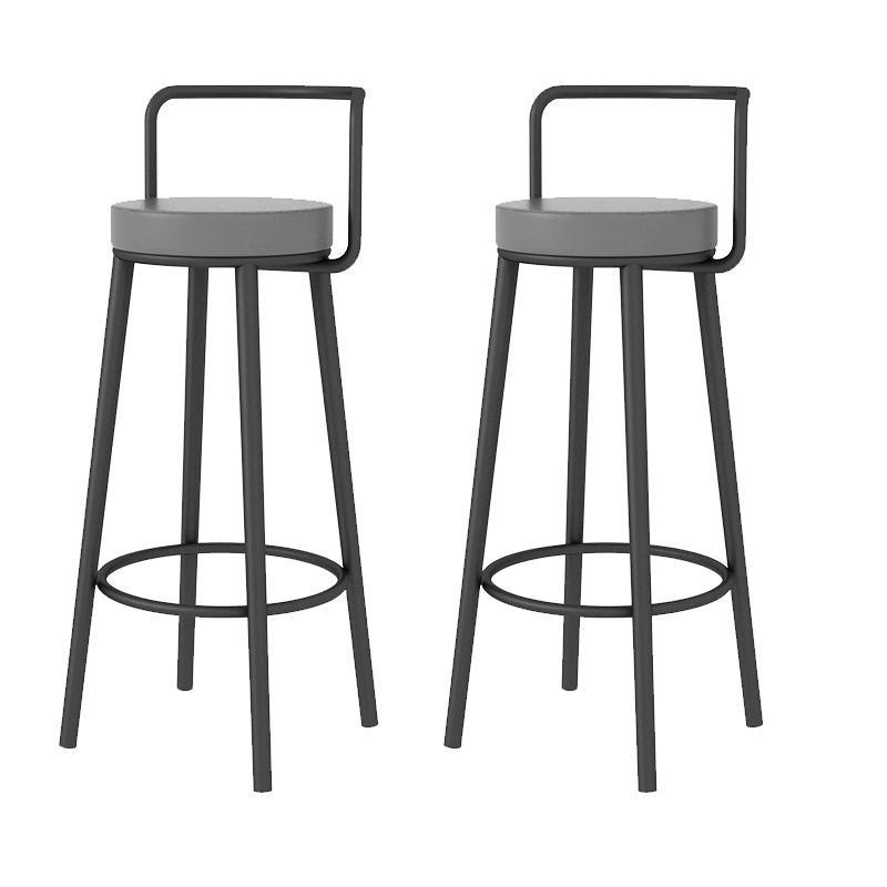 Glam Style Armless Counter Stool Faux Leather Round Bar Stool Black 2 Piece Set Bar Stool(30"H) Clearhalo 'Bar Furniture' 'Bar Stools' 'bar_stools' 'furn' 'furn_bar_stools' 'Furniture' 'Kitchen & Dining Furniture' 6316982