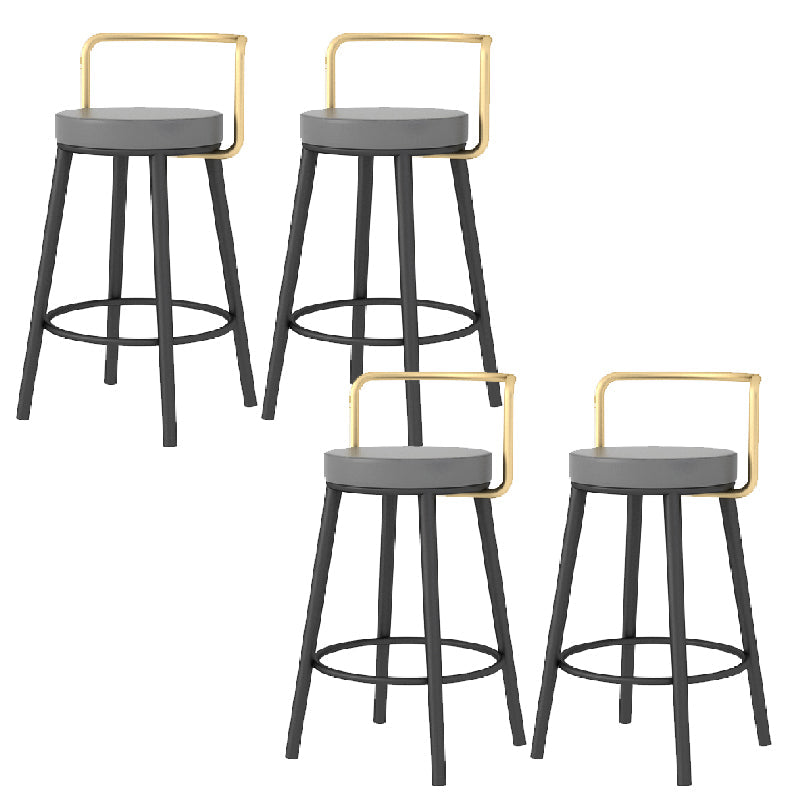 Glam Style Armless Counter Stool Faux Leather Round Bar Stool Black-Gold 4 Piece Set Short Stool(22"H) Clearhalo 'Bar Furniture' 'Bar Stools' 'bar_stools' 'furn' 'furn_bar_stools' 'Furniture' 'Kitchen & Dining Furniture' 6316984
