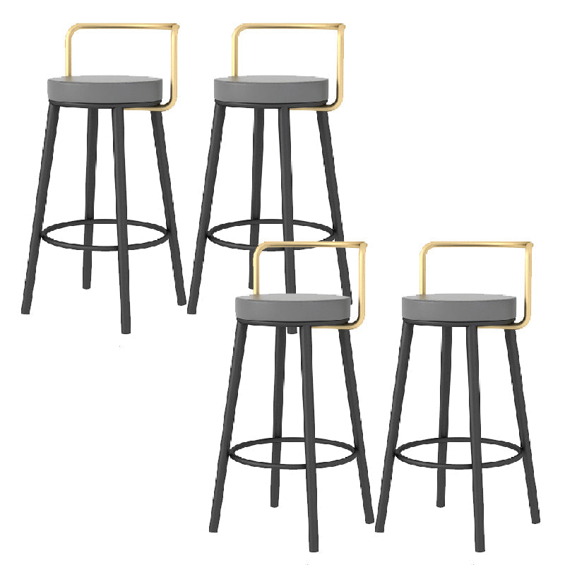 Glam Style Armless Counter Stool Faux Leather Round Bar Stool Black-Gold 4 Piece Set Counter Stool(26"H) Clearhalo 'Bar Furniture' 'Bar Stools' 'bar_stools' 'furn' 'furn_bar_stools' 'Furniture' 'Kitchen & Dining Furniture' 6316985
