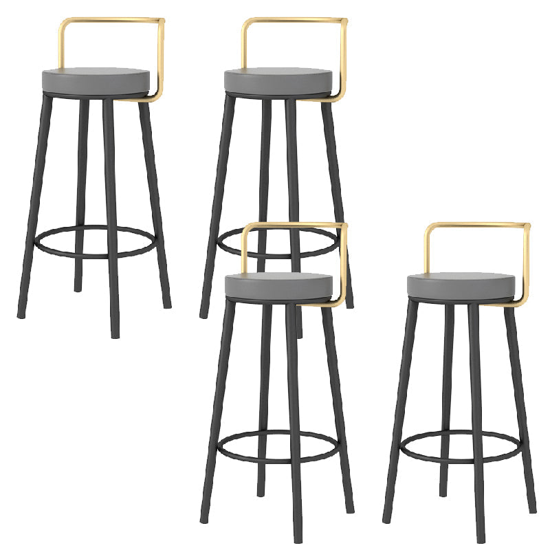 Glam Style Armless Counter Stool Faux Leather Round Bar Stool Black-Gold 4 Piece Set Bar Stool(30"H) Clearhalo 'Bar Furniture' 'Bar Stools' 'bar_stools' 'furn' 'furn_bar_stools' 'Furniture' 'Kitchen & Dining Furniture' 6316986