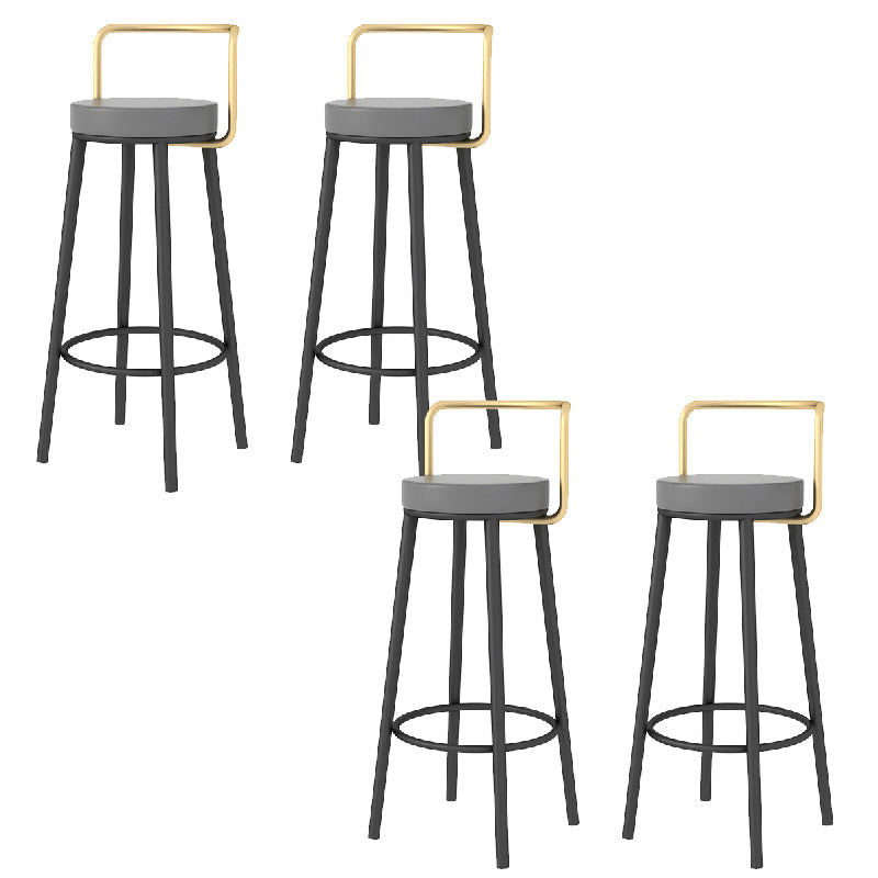 Glam Style Armless Counter Stool Faux Leather Round Bar Stool Black-Gold 4 Piece Set Bar Stool(31"H) Clearhalo 'Bar Furniture' 'Bar Stools' 'bar_stools' 'furn' 'furn_bar_stools' 'Furniture' 'Kitchen & Dining Furniture' 6316987