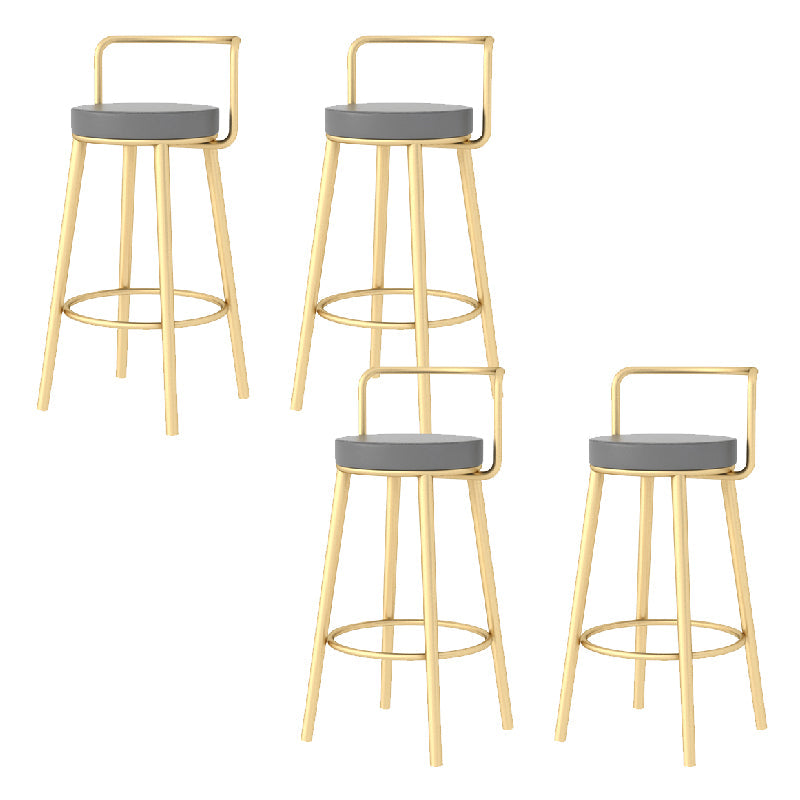 Glam Style Armless Counter Stool Faux Leather Round Bar Stool Gold 4 Piece Set Counter Stool(26"H) Clearhalo 'Bar Furniture' 'Bar Stools' 'bar_stools' 'furn' 'furn_bar_stools' 'Furniture' 'Kitchen & Dining Furniture' 6316989