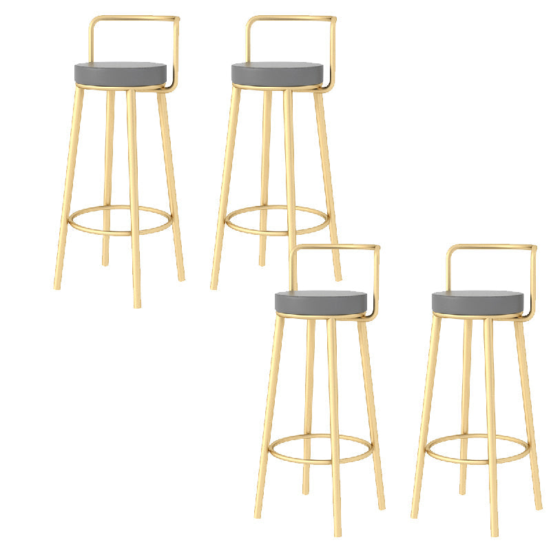 Glam Style Armless Counter Stool Faux Leather Round Bar Stool Gold 4 Piece Set Bar Stool(30"H) Clearhalo 'Bar Furniture' 'Bar Stools' 'bar_stools' 'furn' 'furn_bar_stools' 'Furniture' 'Kitchen & Dining Furniture' 6316990