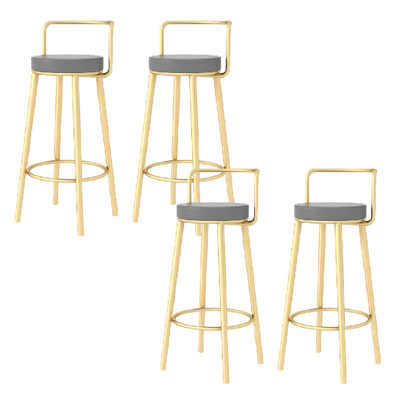 Glam Style Armless Counter Stool Faux Leather Round Bar Stool Gold 4 Piece Set Bar Stool(31"H) Clearhalo 'Bar Furniture' 'Bar Stools' 'bar_stools' 'furn' 'furn_bar_stools' 'Furniture' 'Kitchen & Dining Furniture' 6316991