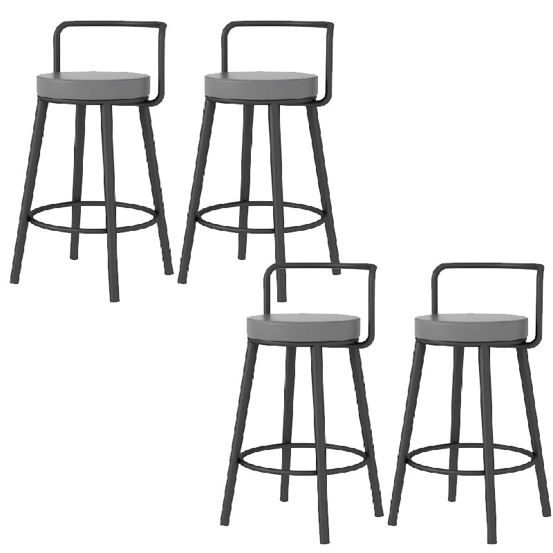 Glam Style Armless Counter Stool Faux Leather Round Bar Stool Black 4 Piece Set Short Stool(22"H) Clearhalo 'Bar Furniture' 'Bar Stools' 'bar_stools' 'furn' 'furn_bar_stools' 'Furniture' 'Kitchen & Dining Furniture' 6316992
