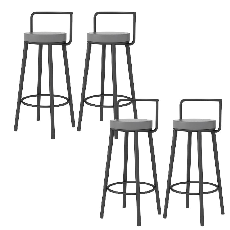 Glam Style Armless Counter Stool Faux Leather Round Bar Stool Black 4 Piece Set Bar Stool(31"H) Clearhalo 'Bar Furniture' 'Bar Stools' 'bar_stools' 'furn' 'furn_bar_stools' 'Furniture' 'Kitchen & Dining Furniture' 6316995