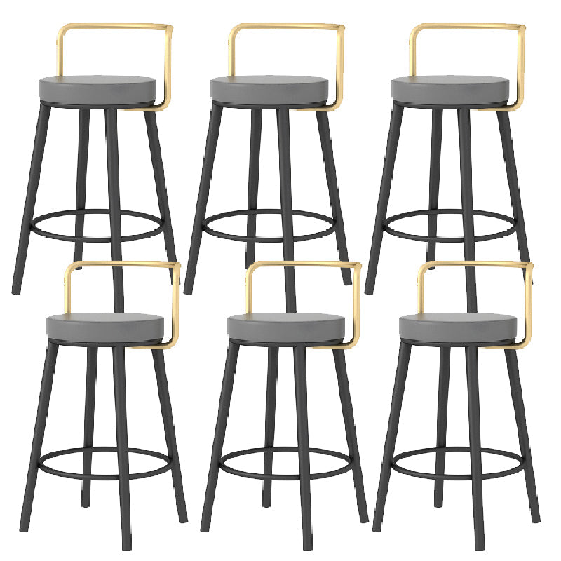 Glam Style Armless Counter Stool Faux Leather Round Bar Stool Black-Gold 6 Piece Set Short Stool(22"H) Clearhalo 'Bar Furniture' 'Bar Stools' 'bar_stools' 'furn' 'furn_bar_stools' 'Furniture' 'Kitchen & Dining Furniture' 6316996