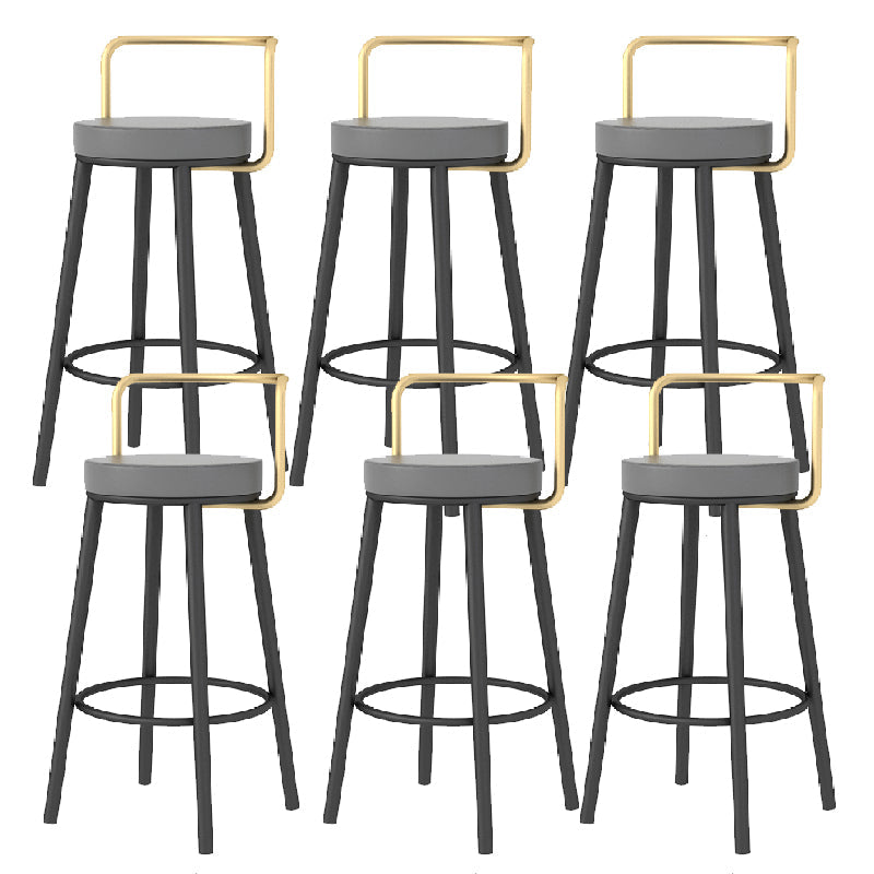Glam Style Armless Counter Stool Faux Leather Round Bar Stool Black-Gold 6 Piece Set Counter Stool(26"H) Clearhalo 'Bar Furniture' 'Bar Stools' 'bar_stools' 'furn' 'furn_bar_stools' 'Furniture' 'Kitchen & Dining Furniture' 6316997