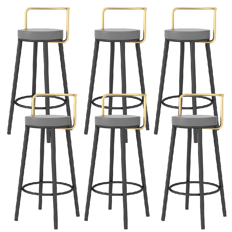 Glam Style Armless Counter Stool Faux Leather Round Bar Stool Black-Gold 6 Piece Set Bar Stool(30"H) Clearhalo 'Bar Furniture' 'Bar Stools' 'bar_stools' 'furn' 'furn_bar_stools' 'Furniture' 'Kitchen & Dining Furniture' 6316998