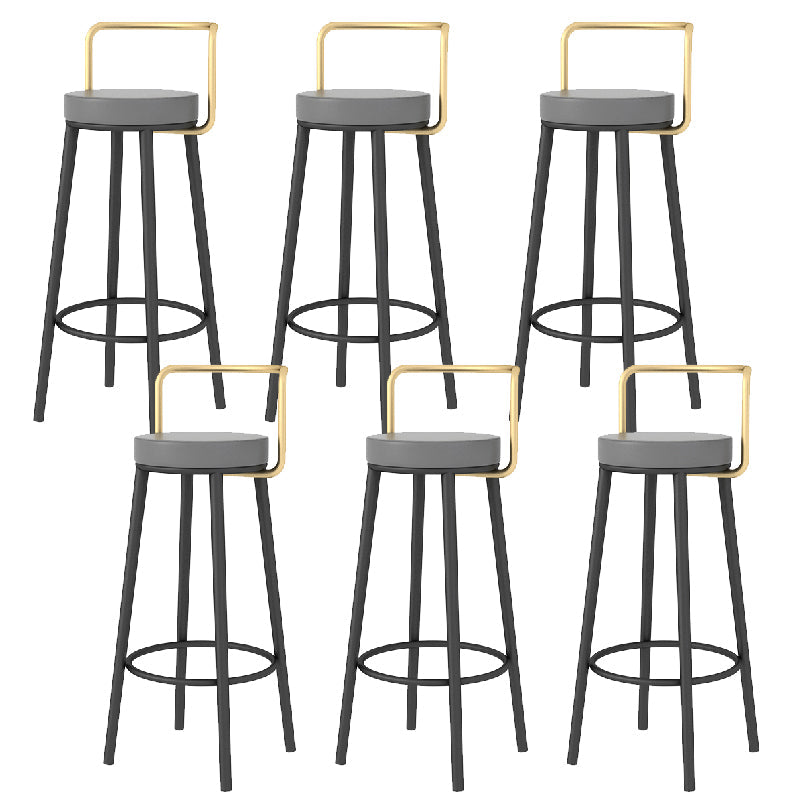 Glam Style Armless Counter Stool Faux Leather Round Bar Stool Black-Gold 6 Piece Set Bar Stool(31"H) Clearhalo 'Bar Furniture' 'Bar Stools' 'bar_stools' 'furn' 'furn_bar_stools' 'Furniture' 'Kitchen & Dining Furniture' 6316999