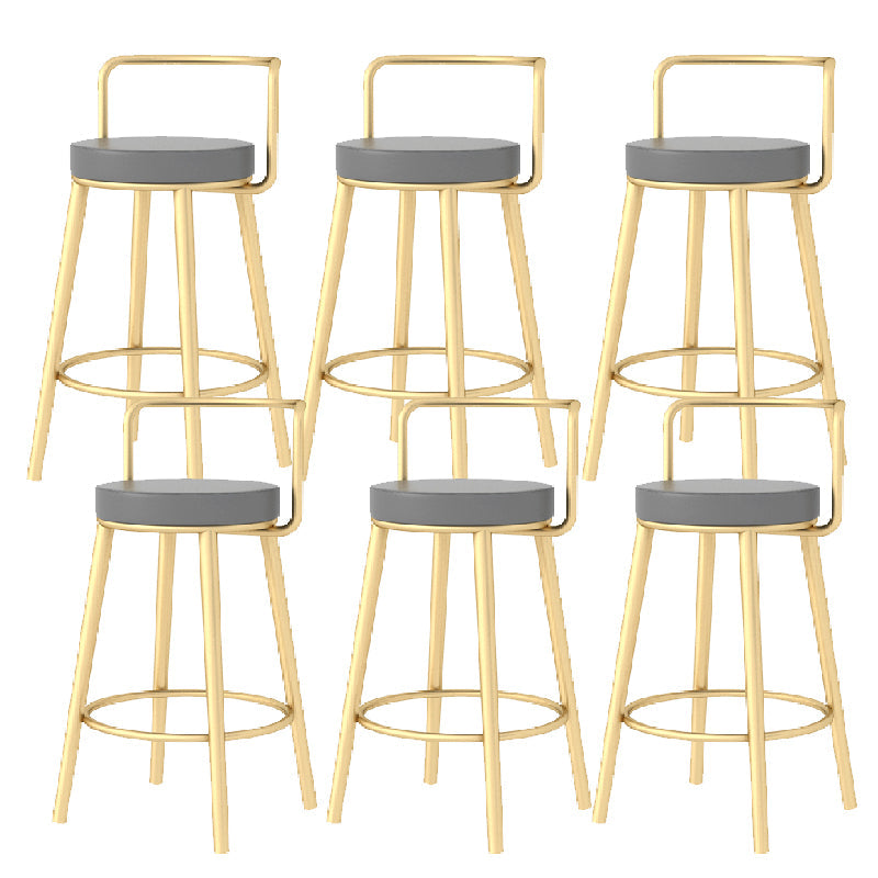 Glam Style Armless Counter Stool Faux Leather Round Bar Stool Gold 6 Piece Set Short Stool(22"H) Clearhalo 'Bar Furniture' 'Bar Stools' 'bar_stools' 'furn' 'furn_bar_stools' 'Furniture' 'Kitchen & Dining Furniture' 6317000