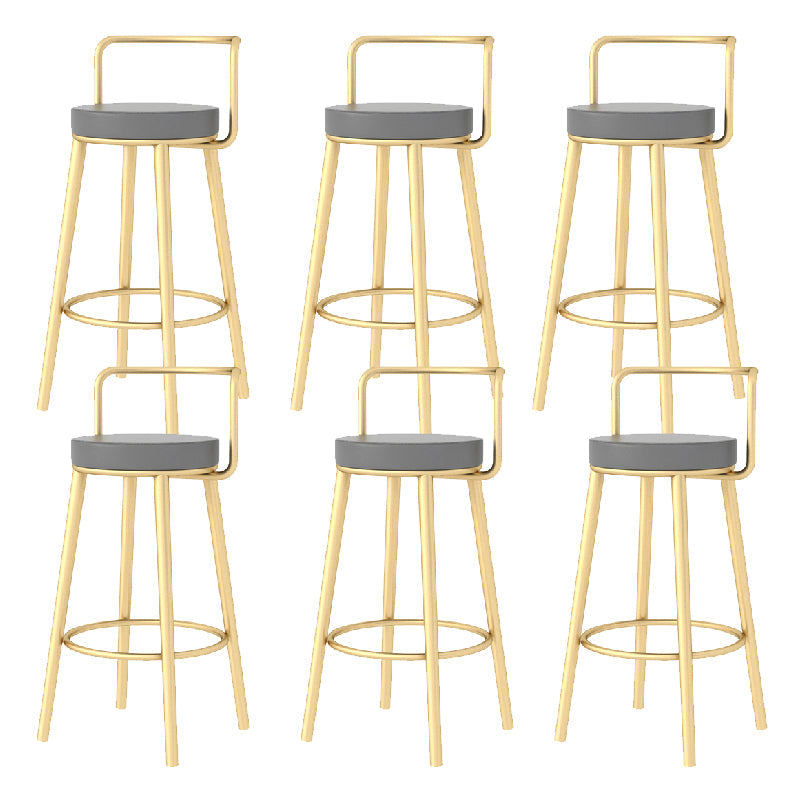 Glam Style Armless Counter Stool Faux Leather Round Bar Stool Gold 6 Piece Set Counter Stool(26"H) Clearhalo 'Bar Furniture' 'Bar Stools' 'bar_stools' 'furn' 'furn_bar_stools' 'Furniture' 'Kitchen & Dining Furniture' 6317001