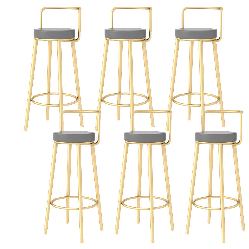 Glam Style Armless Counter Stool Faux Leather Round Bar Stool Gold 6 Piece Set Bar Stool(30"H) Clearhalo 'Bar Furniture' 'Bar Stools' 'bar_stools' 'furn' 'furn_bar_stools' 'Furniture' 'Kitchen & Dining Furniture' 6317002