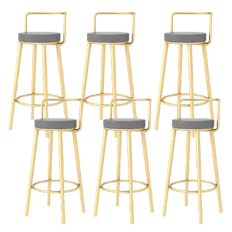 Glam Style Armless Counter Stool Faux Leather Round Bar Stool Gold 6 Piece Set Bar Stool(31"H) Clearhalo 'Bar Furniture' 'Bar Stools' 'bar_stools' 'furn' 'furn_bar_stools' 'Furniture' 'Kitchen & Dining Furniture' 6317003