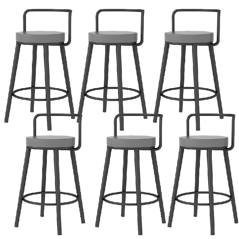 Glam Style Armless Counter Stool Faux Leather Round Bar Stool Black 6 Piece Set Short Stool(22"H) Clearhalo 'Bar Furniture' 'Bar Stools' 'bar_stools' 'furn' 'furn_bar_stools' 'Furniture' 'Kitchen & Dining Furniture' 6317004