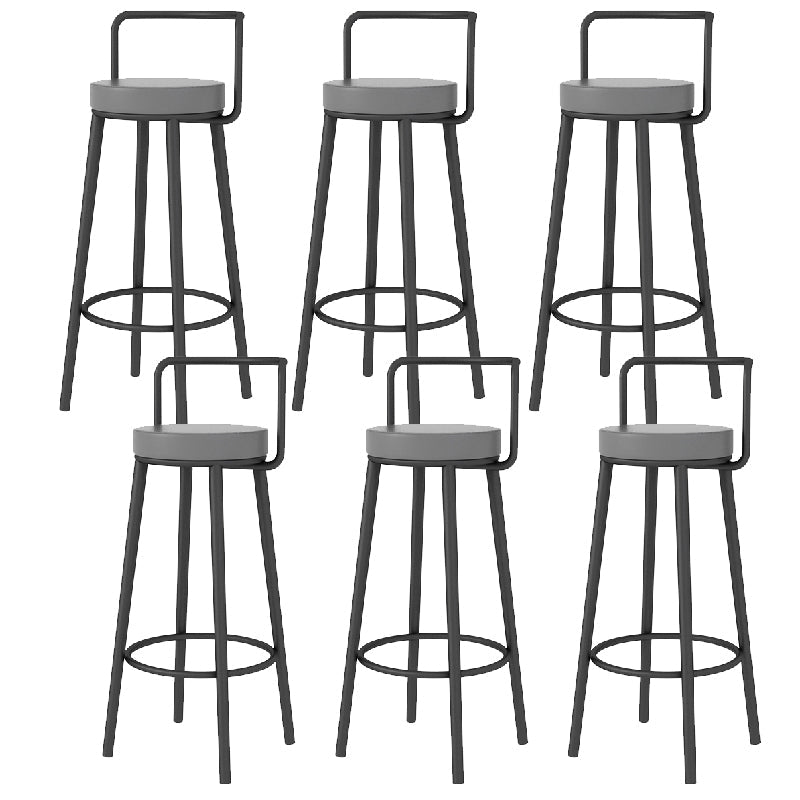 Glam Style Armless Counter Stool Faux Leather Round Bar Stool Black 6 Piece Set Bar Stool(30"H) Clearhalo 'Bar Furniture' 'Bar Stools' 'bar_stools' 'furn' 'furn_bar_stools' 'Furniture' 'Kitchen & Dining Furniture' 6317006