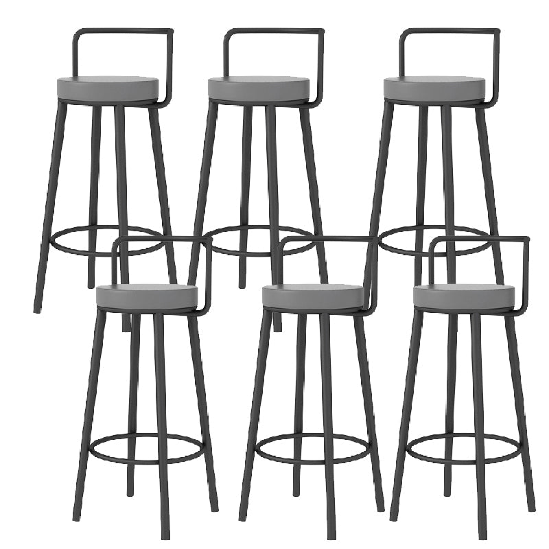 Glam Style Armless Counter Stool Faux Leather Round Bar Stool Black 6 Piece Set Bar Stool(31"H) Clearhalo 'Bar Furniture' 'Bar Stools' 'bar_stools' 'furn' 'furn_bar_stools' 'Furniture' 'Kitchen & Dining Furniture' 6317007