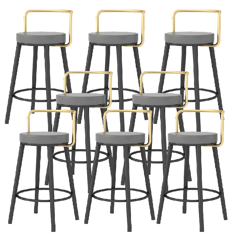 Glam Style Armless Counter Stool Faux Leather Round Bar Stool Black-Gold 8 Piece Set Short Stool(22"H) Clearhalo 'Bar Furniture' 'Bar Stools' 'bar_stools' 'furn' 'furn_bar_stools' 'Furniture' 'Kitchen & Dining Furniture' 6317008