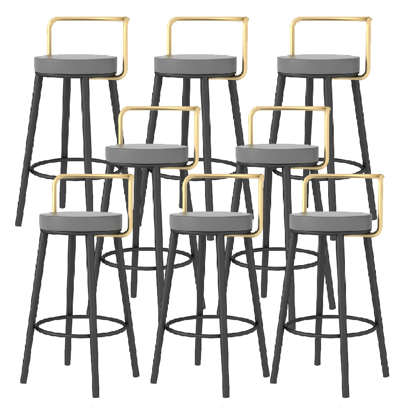Glam Style Armless Counter Stool Faux Leather Round Bar Stool Black-Gold 8 Piece Set Counter Stool(26"H) Clearhalo 'Bar Furniture' 'Bar Stools' 'bar_stools' 'furn' 'furn_bar_stools' 'Furniture' 'Kitchen & Dining Furniture' 6317009