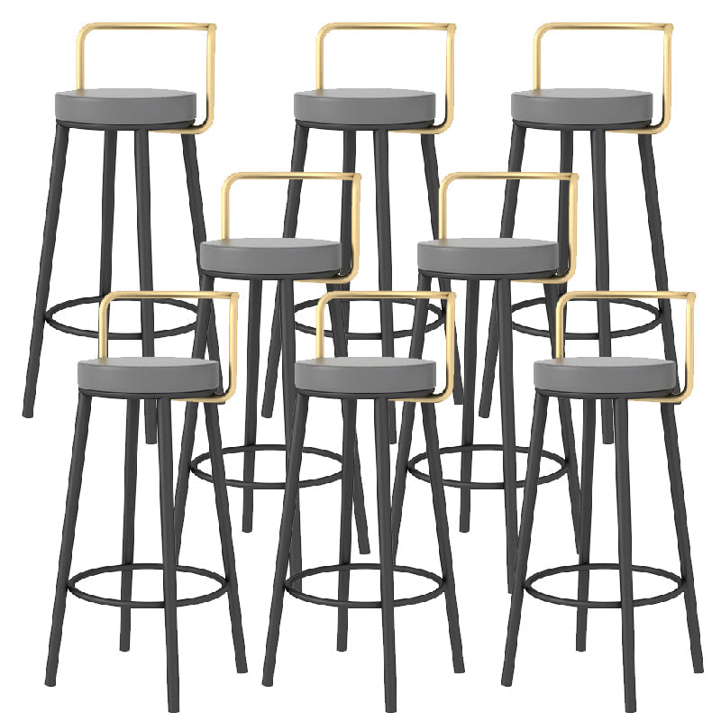 Glam Style Armless Counter Stool Faux Leather Round Bar Stool Black-Gold 8 Piece Set Bar Stool(30"H) Clearhalo 'Bar Furniture' 'Bar Stools' 'bar_stools' 'furn' 'furn_bar_stools' 'Furniture' 'Kitchen & Dining Furniture' 6317010