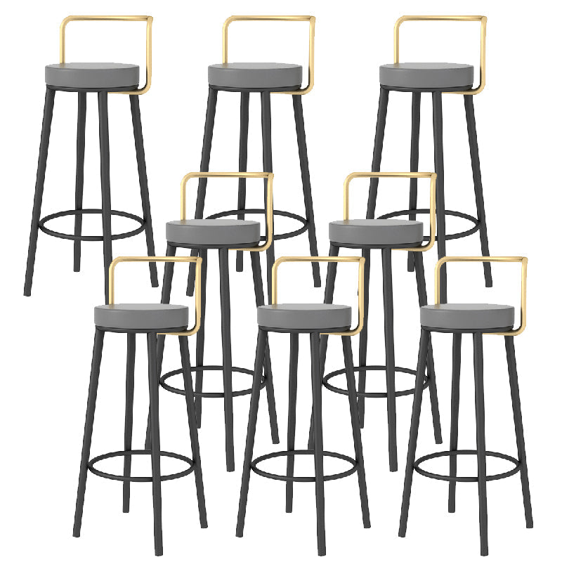 Glam Style Armless Counter Stool Faux Leather Round Bar Stool Black-Gold 8 Piece Set Bar Stool(31"H) Clearhalo 'Bar Furniture' 'Bar Stools' 'bar_stools' 'furn' 'furn_bar_stools' 'Furniture' 'Kitchen & Dining Furniture' 6317011