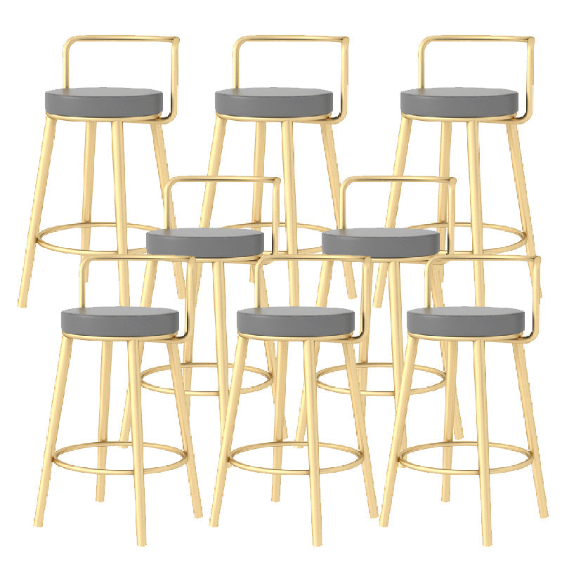 Glam Style Armless Counter Stool Faux Leather Round Bar Stool Gold 8 Piece Set Short Stool(22"H) Clearhalo 'Bar Furniture' 'Bar Stools' 'bar_stools' 'furn' 'furn_bar_stools' 'Furniture' 'Kitchen & Dining Furniture' 6317012