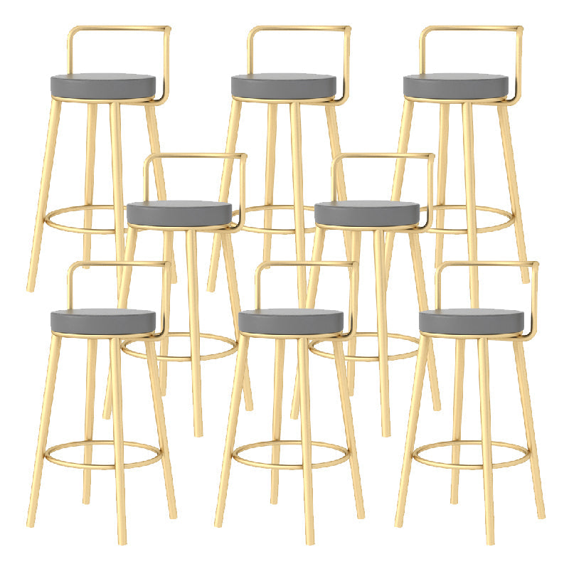 Glam Style Armless Counter Stool Faux Leather Round Bar Stool Gold 8 Piece Set Counter Stool(26"H) Clearhalo 'Bar Furniture' 'Bar Stools' 'bar_stools' 'furn' 'furn_bar_stools' 'Furniture' 'Kitchen & Dining Furniture' 6317013