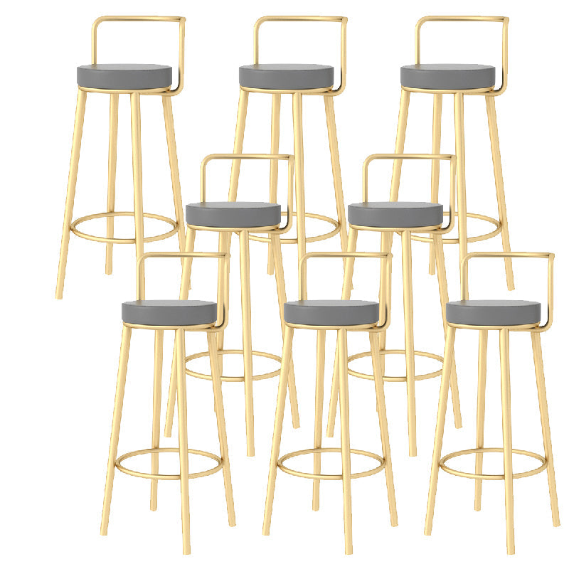 Glam Style Armless Counter Stool Faux Leather Round Bar Stool Gold 8 Piece Set Bar Stool(30"H) Clearhalo 'Bar Furniture' 'Bar Stools' 'bar_stools' 'furn' 'furn_bar_stools' 'Furniture' 'Kitchen & Dining Furniture' 6317014