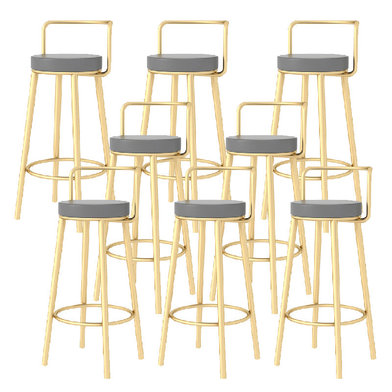 Glam Style Armless Counter Stool Faux Leather Round Bar Stool Gold 8 Piece Set Bar Stool(31"H) Clearhalo 'Bar Furniture' 'Bar Stools' 'bar_stools' 'furn' 'furn_bar_stools' 'Furniture' 'Kitchen & Dining Furniture' 6317015