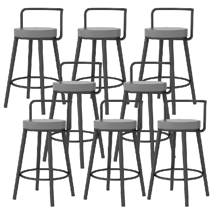 Glam Style Armless Counter Stool Faux Leather Round Bar Stool Black 8 Piece Set Short Stool(22"H) Clearhalo 'Bar Furniture' 'Bar Stools' 'bar_stools' 'furn' 'furn_bar_stools' 'Furniture' 'Kitchen & Dining Furniture' 6317016