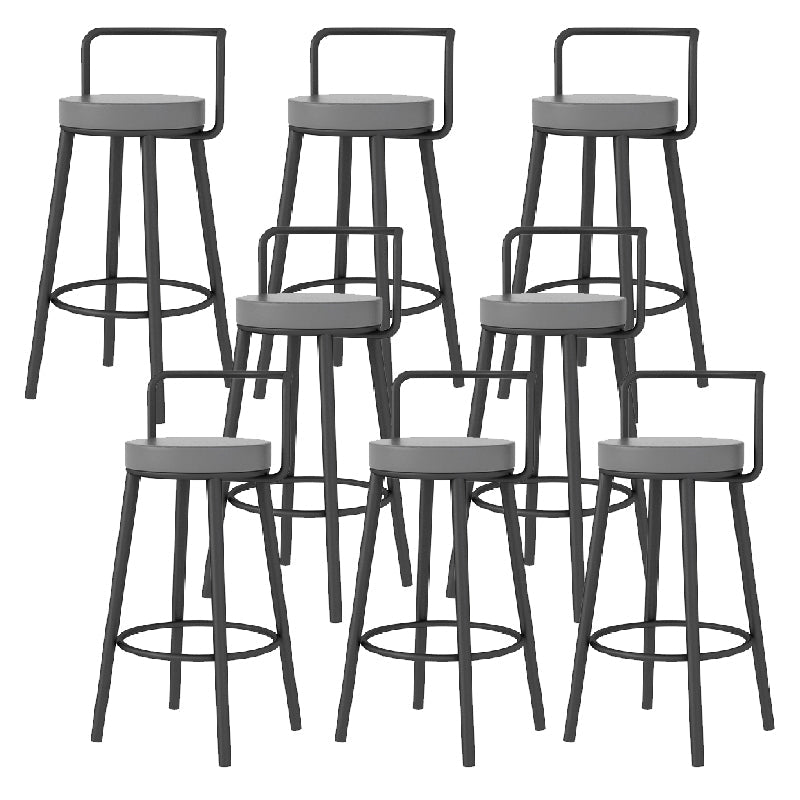 Glam Style Armless Counter Stool Faux Leather Round Bar Stool Black 8 Piece Set Counter Stool(26"H) Clearhalo 'Bar Furniture' 'Bar Stools' 'bar_stools' 'furn' 'furn_bar_stools' 'Furniture' 'Kitchen & Dining Furniture' 6317017