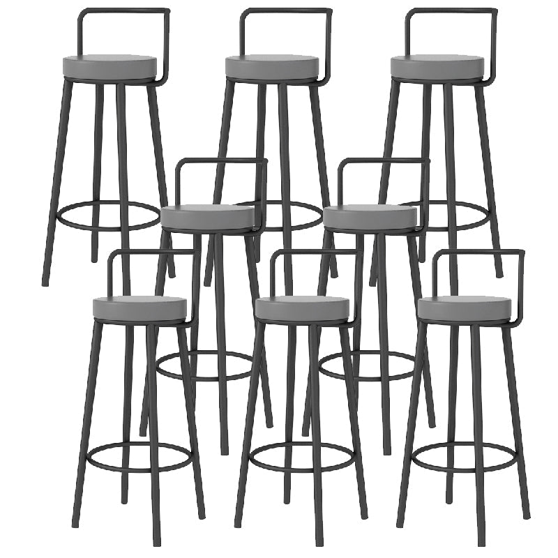 Glam Style Armless Counter Stool Faux Leather Round Bar Stool Black 8 Piece Set Bar Stool(30"H) Clearhalo 'Bar Furniture' 'Bar Stools' 'bar_stools' 'furn' 'furn_bar_stools' 'Furniture' 'Kitchen & Dining Furniture' 6317018