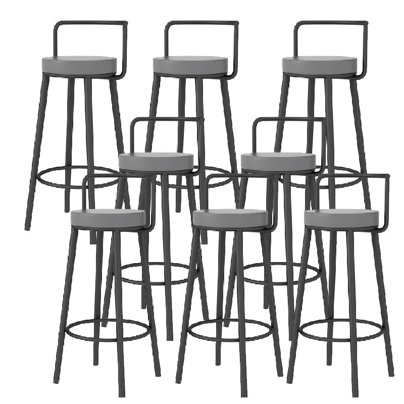 Glam Style Armless Counter Stool Faux Leather Round Bar Stool Black 8 Piece Set Bar Stool(31"H) Clearhalo 'Bar Furniture' 'Bar Stools' 'bar_stools' 'furn' 'furn_bar_stools' 'Furniture' 'Kitchen & Dining Furniture' 6317019