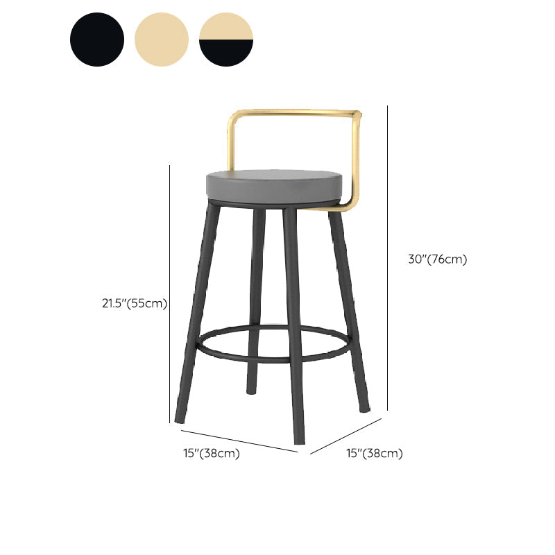 Glam Style Armless Counter Stool Faux Leather Round Bar Stool Clearhalo 'Bar Furniture' 'Bar Stools' 'bar_stools' 'furn' 'furn_bar_stools' 'Furniture' 'Kitchen & Dining Furniture' 6317020