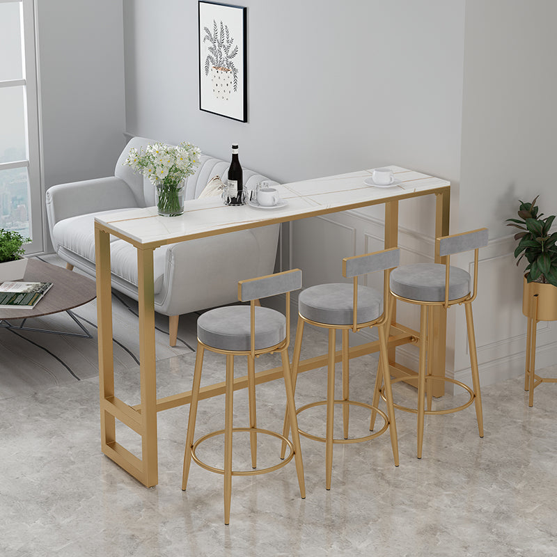 Glam Upholstered Counter Stool Bar-height Low Back Bar Stool with Metal Base Clearhalo 'Bar Furniture' 'Bar Stools' 'bar_stools' 'furn' 'furn_bar_stools' 'Furniture' 'Kitchen & Dining Furniture' 6317024